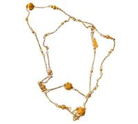 ZEPFJHE Elegante collar chapado en oro, elegante adorno de suéter con cuentas de calabaza vintage para creadores de tendencias, suéter hecho a mano