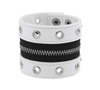 ZEPFJHE Elegante correa ancha punk rock en piel sintética suave con tachuelas metálicas y diseños de cremallera, accesorio punk de moda con detalle de cremallera, talla única, como se describe