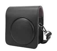 ZEPFJHE Elegante funda de piel sintética para cámara de 70 películas, cierre seguro, bolsa de almacenamiento con correa de transporte, Black