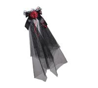 ZEPFJHE Elegante tocado de velo con lazos negros para fiestas de Halloween, accesorios de disfraces, diadema de cosplay, clip de pelo de moda, unisex, adorno para el pelo de Halloween