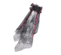ZEPFJHE Elegante tocado de velo con lazos negros para fiestas de Halloween, accesorios de disfraces, diadema de cosplay, clip de pelo de moda, unisex, adorno para el pelo de Halloween