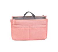 ZEPFJHE Elegante y espaciosa bolsa de maquillaje con doble cremallera para organizar artículos de belleza, Rosado, S