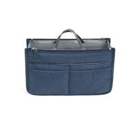 ZEPFJHE Elegante y espaciosa bolsa de maquillaje con doble cremallera para organizar artículos de belleza, Azul marino, S