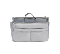 ZEPFJHE Elegante y espaciosa bolsa de maquillaje con doble cremallera para organizar artículos de belleza, Gris, S