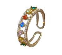 ZEPFJHE Elegantes anillos de compromiso para mujer, circonita geométrica, dorada, apertura ajustable, joyería geométrica para mujeres y niñas