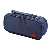 ZEPFJHE Estuche de lona de gran capacidad con asa, 5 compartimentos, bolsa de lápices multicapa para estudiantes, adolescentes y adultos, Blue, C