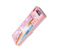 ZEPFJHE Estuche multifuncional de dibujos animados con calculadora, soporte para lápices de gran capacidad, organizador de bolígrafos para niños y estudiantes, caja de gran capacidad, f