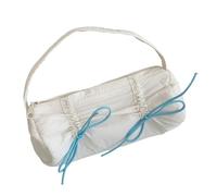 ZEPFJHE Estuche para bolígrafos con lazo con asa de alta capacidad, organizador de gran compartimento, bolsa de cosméticos de viaje, White