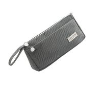 ZEPFJHE Estuche para lápices de pana de gran capacidad, doble capa, 2 compartimentos, organizador de cosméticos de viaje, organizador de lápices, gris