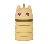 ZEPFJHE Estuche telescópico de silicona de gran capacidad, impermeable, soporte de escritorio para estudiantes, bolsa grande para niños y mujeres, bolsa organizadora de mano, Color trigo