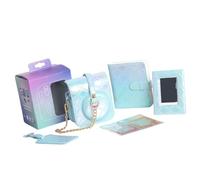 ZEPFJHE Funda para cámara, bolsa de piel sintética con correa ajustable para el hombro, marco de fotos, pegatinas, bolsa protectora de poliuretano, Cesta nacarada, Juego de equipaje