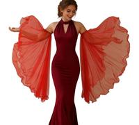 ZEPFJHE Fundas de brazo de nailon transpirable con ribete de volantes fluidos, elegantes mangas acampanadas para ocasiones nupciales, bodas, fiestas, accesorios de brazo, rosso, Talla única