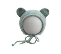 ZEPFJHE Gorro de punto de ganchillo hecho a mano con orejas de bebé, accesorios de fotografía para recién nacidos, gorro para fotos de bebés, M233, M