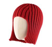 ZEPFJHE Gorro de punto para mujer con diseño y orejeras cálidas para invierno, gorro de punto para mujer con diseño y orejeras cálidas, rosso, Talla única