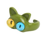 ZEPFJHE Green-Monster Anillos Horquilla Moda Dulce Dos Colores Ojo de Gato Aberturas Pareja Boda Dedos Accesorios Joyería, Cat ring, Metal, Sin gemas.