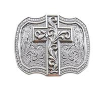 ZEPFJHE Hebilla de cinturón con patrón retro de cruces, buenas aleaciones para personas de moda que buscan estilos únicos, aleaciones, cruces, hebillas, Plata antigua., Talla única