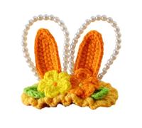 ZEPFJHE Horquilla para el pelo de bebé de lana tejida con orejas de dibujos animados, perlas elegantes, horquilla con forma de cuentas para niñas