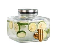 ZEPFJHE Jarra de agua transparente con tapa de acero inoxidable y diseño de boquillas, botella de agua para fiesta con espiga de acero inoxidable