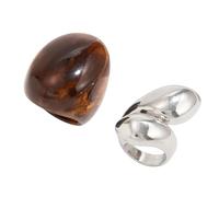 ZEPFJHE Juego de 2 anillos artísticos en forma de lágrima, joyería de dedo de boda, textura de aleación de resina, adecuados para varias ocasiones, anillos de resina de aleación