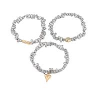 ZEPFJHE Juego de 3 piezas elásticas para mujer, joyería con cuentas doradas, apilables, diseño irregular, bola de plata, apilable, juego de oro, talla única, como se describe