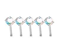 ZEPFJHE Juego de 5 elegantes aretes de nariz y aro de aleación de 20 g con piedras brillantes de circonita cúbica, accesorio de joyería, uso diario, piercing de nariz, Petite, como se describe, como