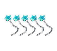 ZEPFJHE Juego de 5 elegantes aretes de nariz y aro de aleación de 20 g con piedras brillantes de circonita cúbica, accesorio de joyería, uso diario, piercing de nariz, I, como se describe, como se