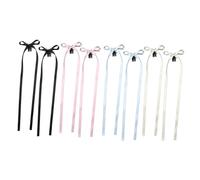 ZEPFJHE Juego de 8 horquillas con lazo para el pelo con lazo largo, elegantes decoraciones de moño, pasadores coloridos para el pelo para niñas