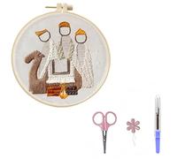 ZEPFJHE Juego de aros de bordado religioso con aguja de hilo de aro y guía para principiantes, hecho a mano