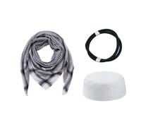 ZEPFJHE Juego de bufanda clásica árabe Keffiyeh versátil para trajes casuales o eventos formales, diseño Keffiyeh de moda árabe para fiestas temáticas, Negro, Talla única