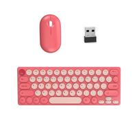 ZEPFJHE Juego de teclados y silenciadores redondos portátiles de 2,40 G, juego ergonómico para PC, portátil, espacios de trabajo, silencios, clics, ergonómicos