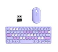 ZEPFJHE Juego de teclados y silenciadores redondos portátiles de 2,40 G, juego ergonómico para PC, portátil, espacios de trabajo, silencios, clics, ergonómicos