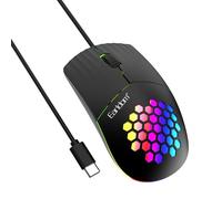 ZEPFJHE Juego ergonómico con cable USB tipo C 7 RGB retroiluminado 1600 DPI ajustable para portátiles, teléfonos, computadoras de escritorio, almohadillas para portátiles y más dispositivos tipo USB