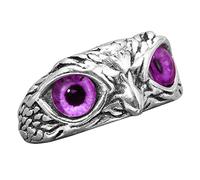 ZEPFJHE Lindos ojos de búho para hombres y mujeres, anillos abiertos, color plateado, compromiso, boda, pareja, joyería, regalo, búho para plata, ajustable, para niñas, One Size, como se describe