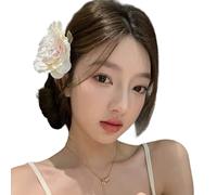 ZEPFJHE Llamativas pinzas para el cabello con flor grande y rosa, accesorios ligeros para el cabello para mujeres y niñas