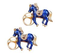 ZEPFJHE Llavero con colgante de caballo de diamantes de imitación, accesorio para parejas y propietarios de automóviles, llavero elegante, azul, Talla única