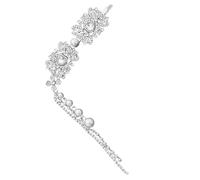 ZEPFJHE Lujoso accesorio para el pelo de novia, sofisticado, borlas plateadas, diamantes de imitación y perlas, accesorio para fiestas, horquilla de aleación