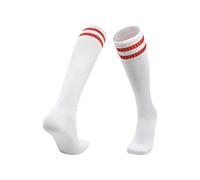 ZEPFJHE Medias de equipo de fútbol de doble rayas, tela de poliéster ventilada, contra cadena deslizante, durabilidad reforzada, ropa deportiva, medias largas de fútbol con dos barras