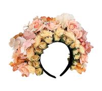 ZEPFJHE Mexica - Diadema de flores de rosa, corona para el pelo, boda, fiesta, disfraz para novia, accesorios para fotos