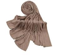 ZEPFJHE Pañuelo bordado brillante de algodón mercerizado suave para mujer, transpirable, elegante accesorio de noche, bufanda ligera de poliéster con diamantes de imitación, caqui, Talla única