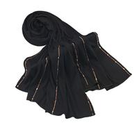 ZEPFJHE Pañuelo bordado brillante de algodón mercerizado suave para mujer, transpirable, elegante accesorio de noche, bufanda ligera de poliéster con diamantes de imitación, Negro, Talla única