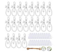 ZEPFJHE Paquete de 20 juegos de elegantes llaveros de perlas y cruces, recuerdos a granel para ocasiones especiales, bautizo, boda, invitados, regalos, etiquetas de agradecimiento