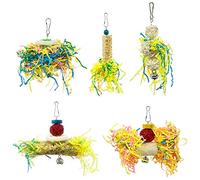 ZEPFJHE Paquete de 5 juguetes para masticar pájaros, loro, ratán, juguete colgante para jaula para cacatúa, conure africano