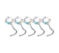 ZEPFJHE Paquete de 5 prácticos anillos de aleación resistentes para la nariz y tachuelas en forma de L y diseños de aro con acento de circonita cúbica, accesorios de nariz de moda, Petite, como se