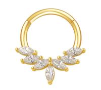 ZEPFJHE Piercing de nariz de cristal simple de acero inoxidable, color plateado, accesorio de piercing para cartílago, joyería de cristal, talla única, como se describe, como se describe