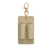ZEPFJHE Portalápices de cuero con doble ranura, organizador de viaje, llavero para cuadernos, diarios, mochilas, soporte doble para bolígrafos con clip de acero inoxidable, Khaki