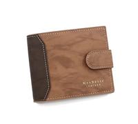 ZEPFJHE Portatarjetas de crédito portátil de piel sintética, monedero para hombre, triple y pequeño bolsillo para cambio, bolsa de dinero, marrón claro