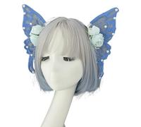 ZEPFJHE Práctica diadema de alas de mariposa con perlas góticas, Lolitas, renacentistas, bosques, hadas, accesorio para cualquier ocasión, diadema de mariposa y flor para mujer