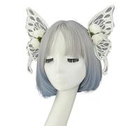 ZEPFJHE Práctica diadema de alas de mariposa con perlas góticas, Lolitas, renacentistas, bosques, hadas, accesorio para cualquier ocasión, diadema de mariposa y flor para mujer