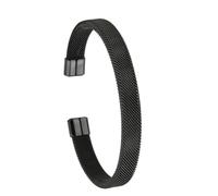 ZEPFJHE Pulsera minimalista de malla de acero inoxidable en forma de C, ligera, unisex, en forma de C, joyería para parejas, patrón de cuadrícula de moda, regalo, talla única, como se describe