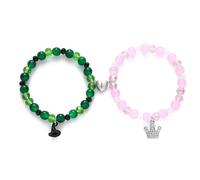 ZEPFJHE Pulseras de cuentas de cristal con cierre elegante para parejas, accesorio de moda para uso diario, talla única, como se describe